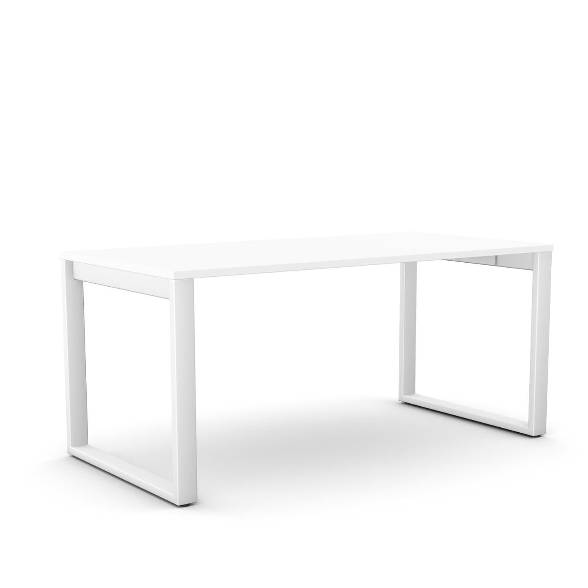 Office Line O-kujuline kontorilaud – Valge / Valge / 120 x 80 cm