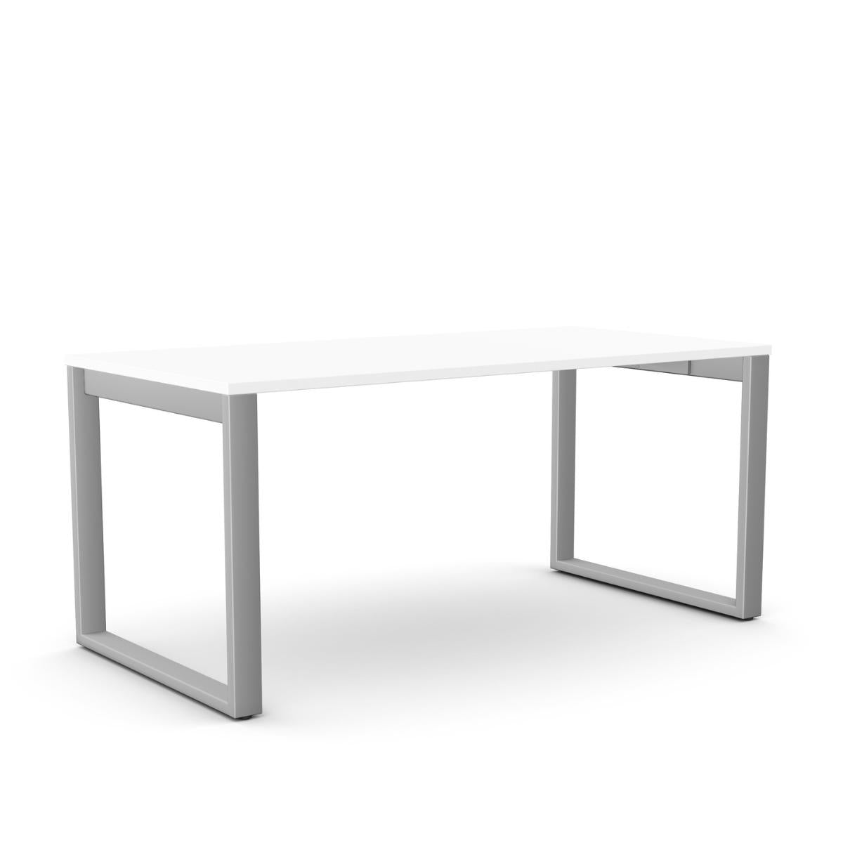 Office Line O-kujuline kontorilaud – Valge / Hõbedane / 120 x 80 cm