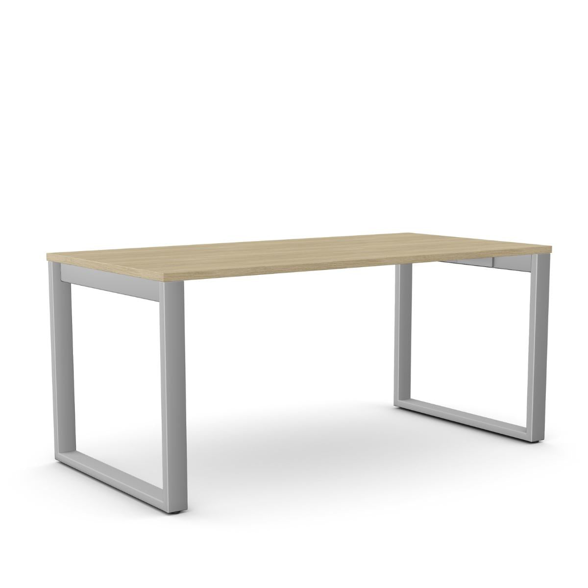 Office Line O-kujuline kontorilaud – American Oak / Hõbedane / 120 x 80 cm
