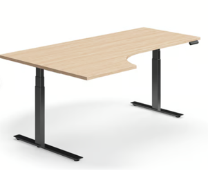 Elektriliselt reguleeritava kõrgusega nurgalaud Prestige Line, 200x120 cm, American Oak, must