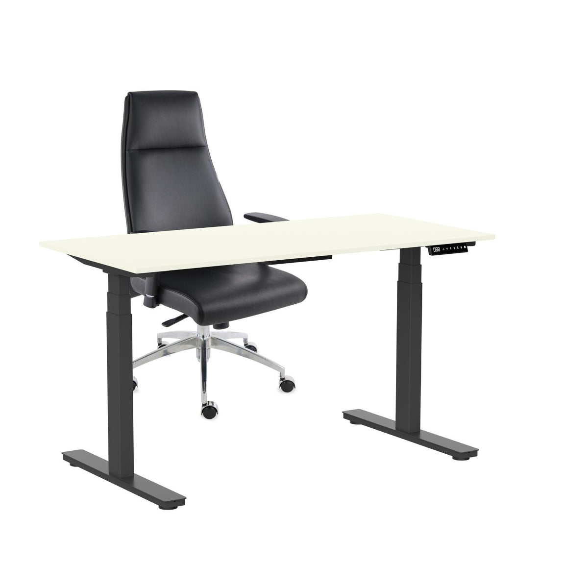 Ergostocki komplekt: reguleeritava kõrgusega laud Prestige Line 160 cm x 80 cm ja kontoritool Modo Chrome Black