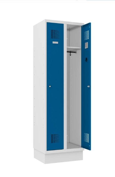 Sokliga garderoobikapp Classic, 2 sektsiooni – helehall / sinine