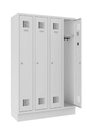 Riidekapp Classic sokliga, 4 sektsiooni – helehall / helehall