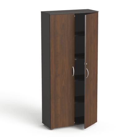 Garderoobikapp Flexx, 5 riiuliga, 1800 x 800 x 355 mm – grafiit / pähklipuit
