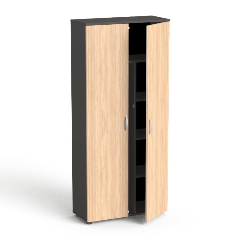 Garderoobikapp Flexx, 5 riiuliga, 1800 x 800 x 355 mm – grafiit / Ameerika tamm