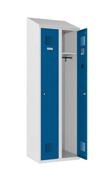 Riidekapp Sloping Top 2 sektsiooniga – helehall / sinine