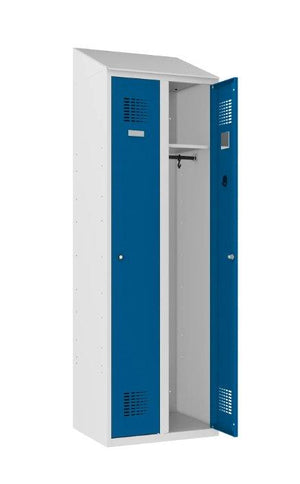 Riidekapp Sloping Top 2 sektsiooniga – helehall / sinine