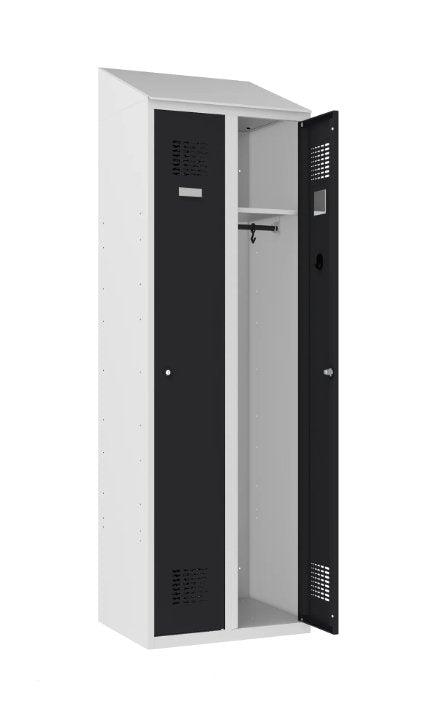 Riidekapp Sloping Top 2 sektsiooniga – helehall / must