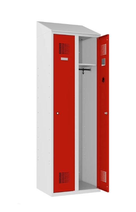 Riidekapp Sloping Top 2 sektsiooniga – helehall / punane