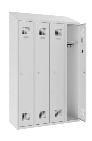 Riidekapp Sloping Top, 4 sektsiooni – helehall / helehall