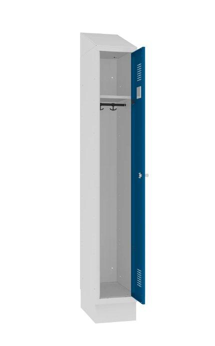 Sokliga riidekapp Sloping TOP, 1 sektsioon – helehall / sinine