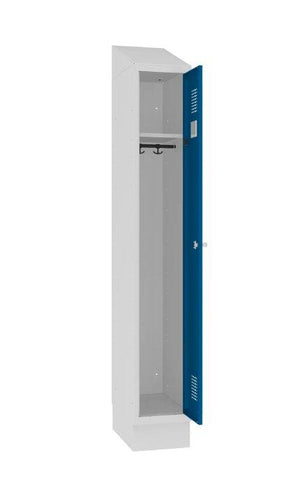 Sokliga riidekapp Sloping TOP, 1 sektsioon – helehall / sinine
