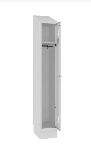 Sokliga riidekapp Sloping TOP, 1 sektsioon – helehall / helehall