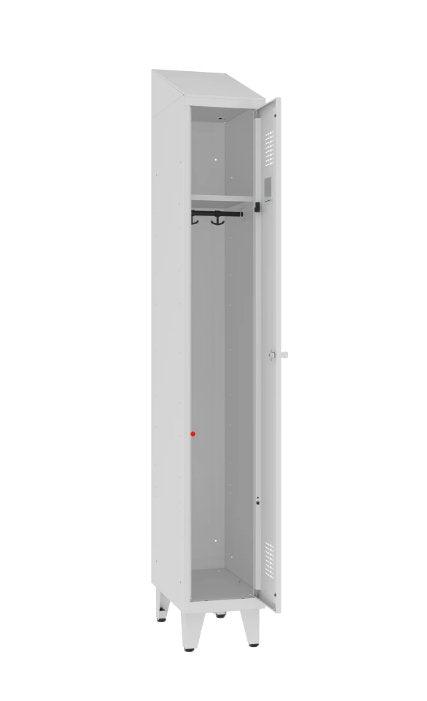 Sloping Top garderoobikapp jalaraamiga, 1 sektsioon – helehall / helehall