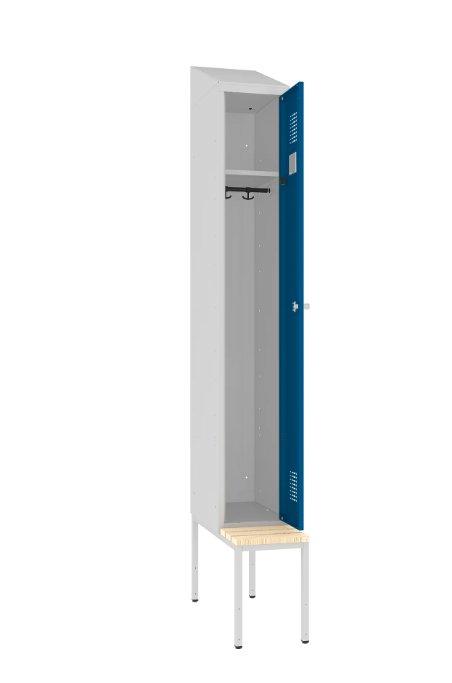 Garderoobikapp Sloping Top pingiga, 1 sektsioon – helehall / sinine