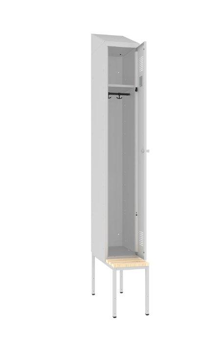 Garderoobikapp Sloping Top pingiga, 1 sektsioon – helehall / helehall