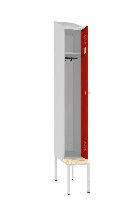 Garderoobikapp Sloping Top pingiga, 1 sektsioon – helehall / punane