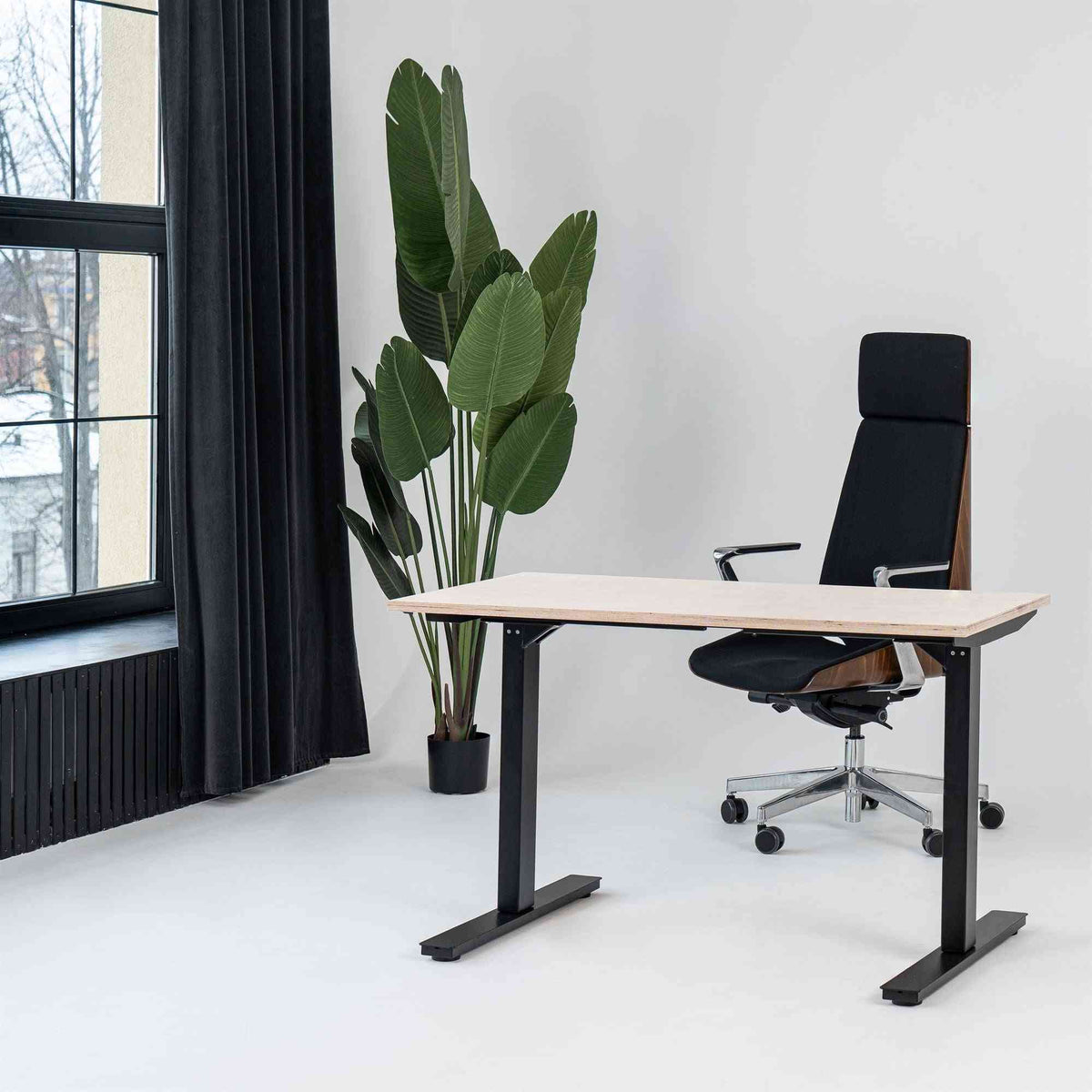 Käsitsi reguleeritava kõrgusega laud Handle Line – Nabucco / must / 120 x 80 cm