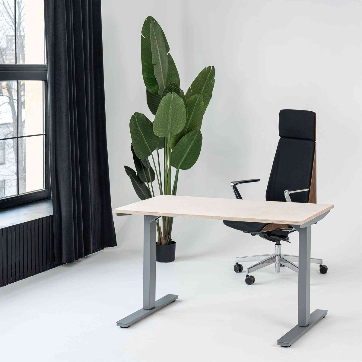 Käsitsi reguleeritava kõrgusega laud Handle Line – Nabucco / hõbedane / 120 x 80 cm