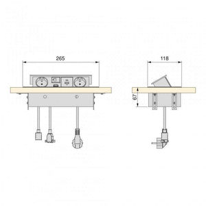 Sisseehitatav pistikupesaplokk Atom 26 | 2x SCHUKO, USB A+C, HDMI, must