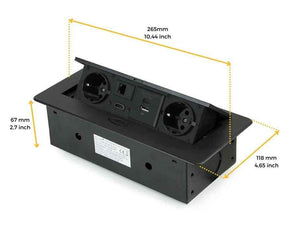 Sisseehitatav pistikupesaplokk Atom 26 | 2x SCHUKO, USB A+C, HDMI, must