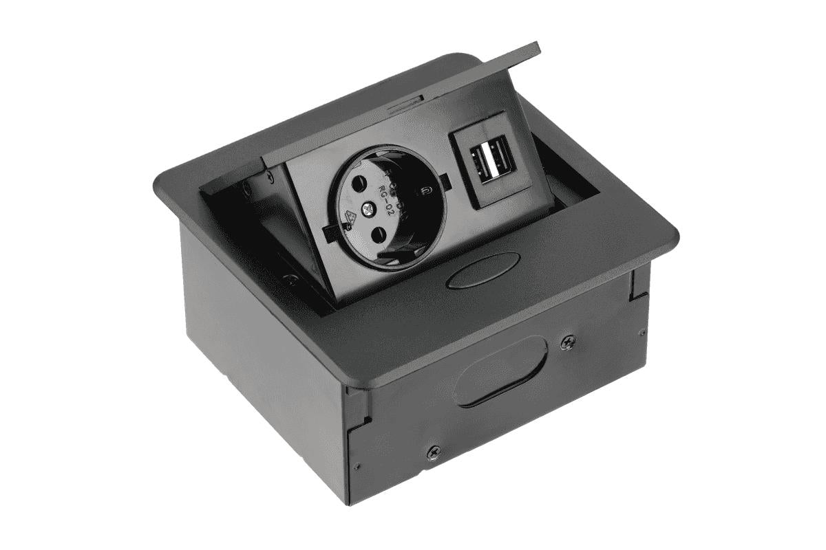 Sisseehitatav pistikupesaplokk AVARO, 1x SCHUKO, 2x USB A