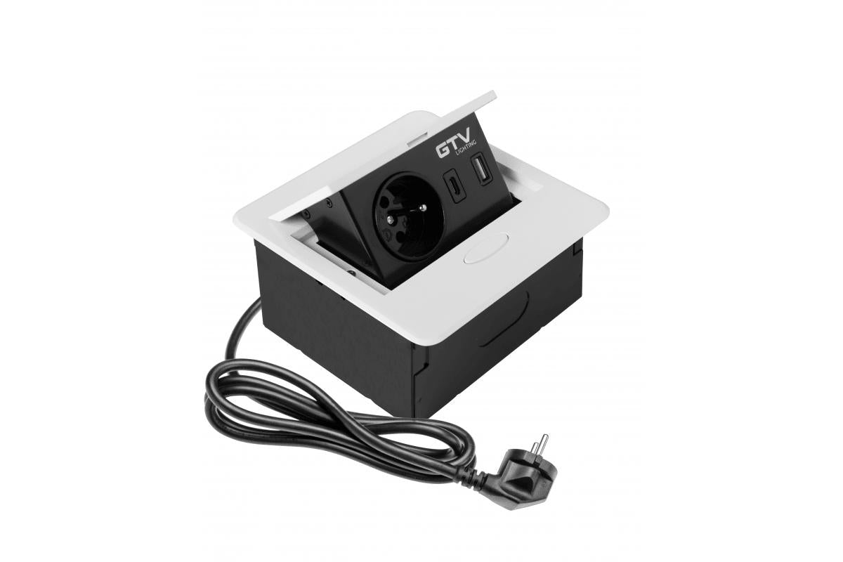 Sisseehitatav pistikupesaplokk AVARO C, 1x SCHUKO, USB A+C