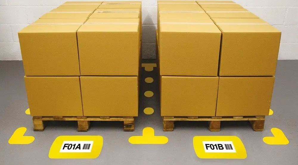 Tööstuskvaliteediga põrandamärgised Frames4Floors DL 10 gab kollased