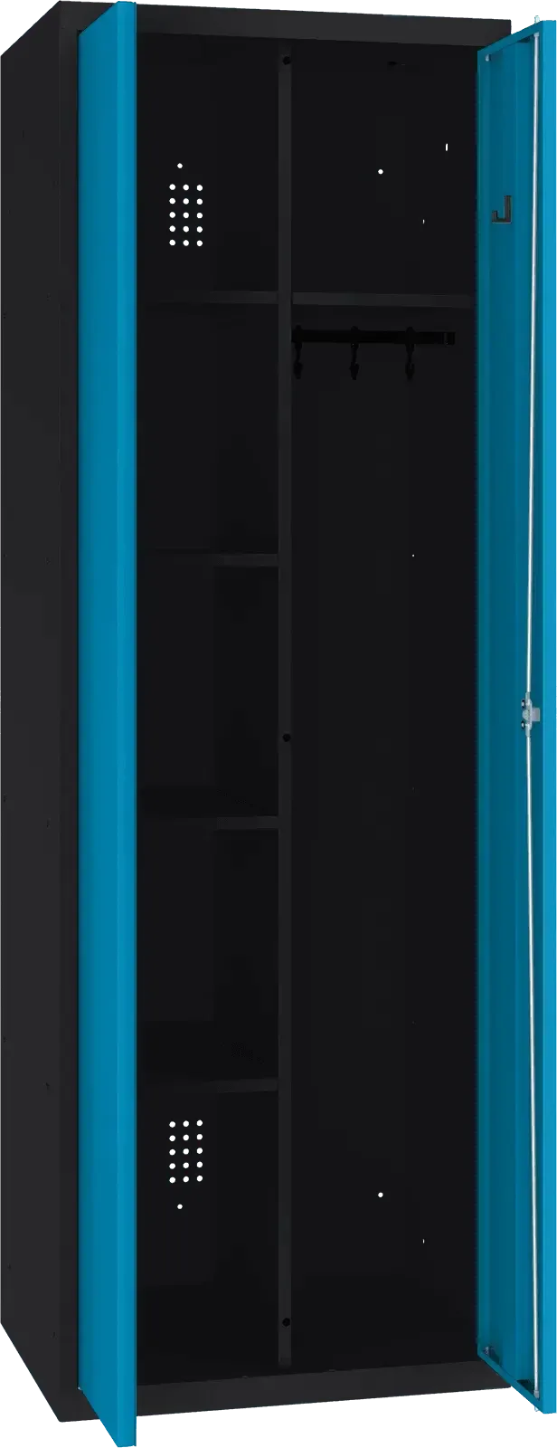 Inventarikapp riputustoruga 1800x600x500 mm – must / sinine