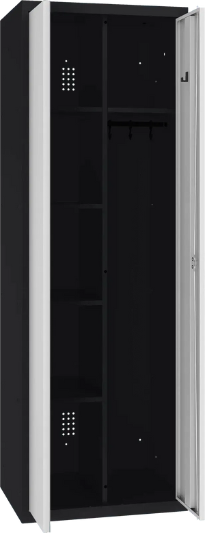 Inventarikapp riputustoruga 1800x600x500 mm – must / helehall