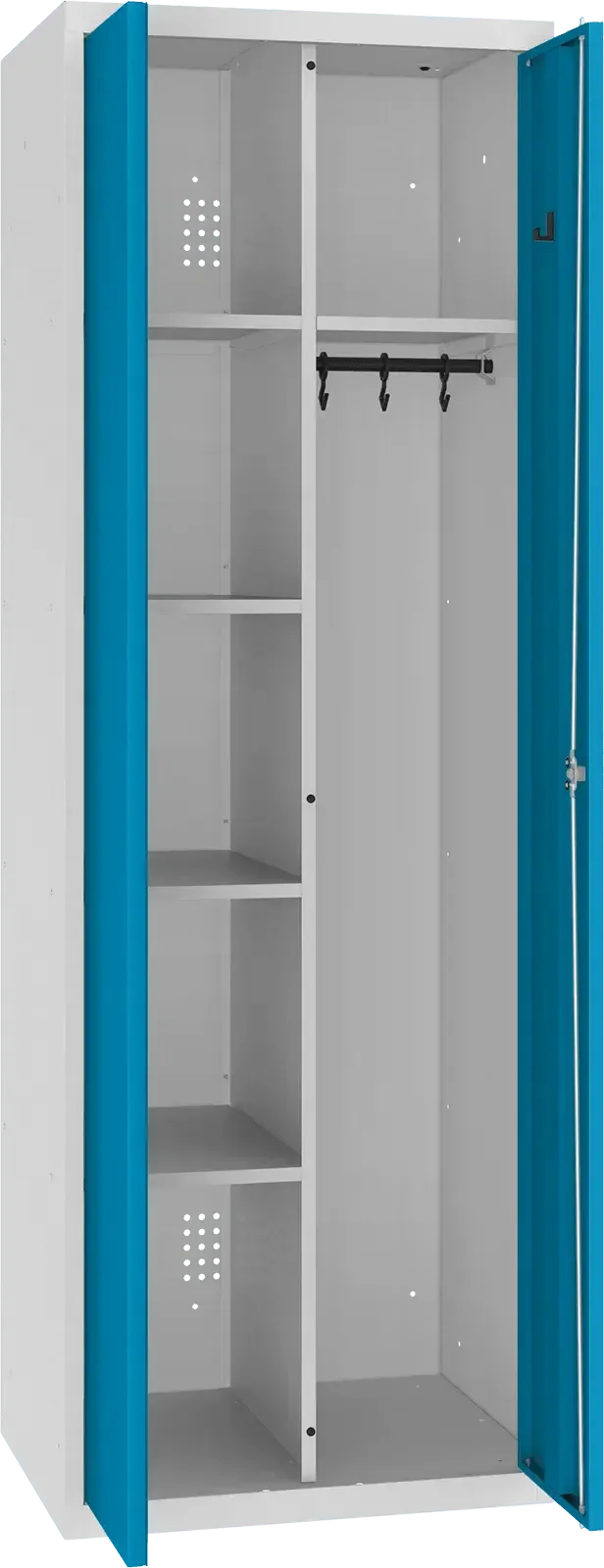 Inventarikapp riputustoruga 1800x600x500 mm – helehall / sinine
