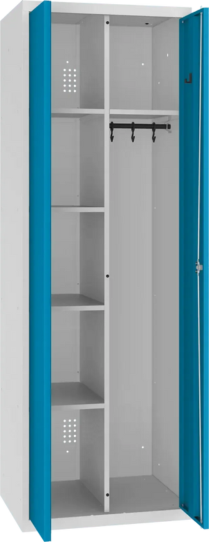 Inventarikapp riputustoruga 1800x600x500 mm – helehall / sinine