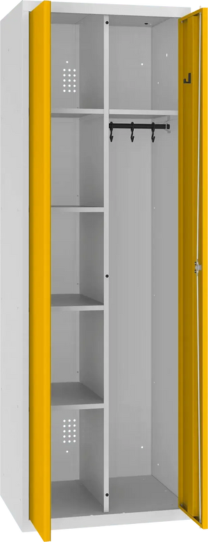 Inventarikapp riputustoruga 1800x600x500 mm – helehall / kollane