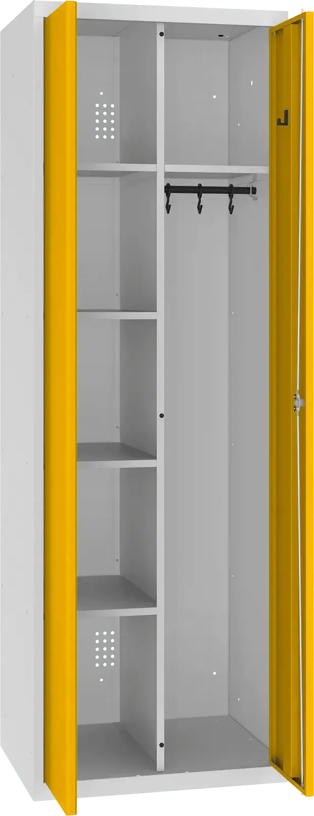 Inventarikapp riputustoruga 1800x600x500 mm – helehall / kollane