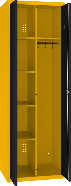 Inventarikapp riputustoruga 1800x600x500 mm – kollane / must