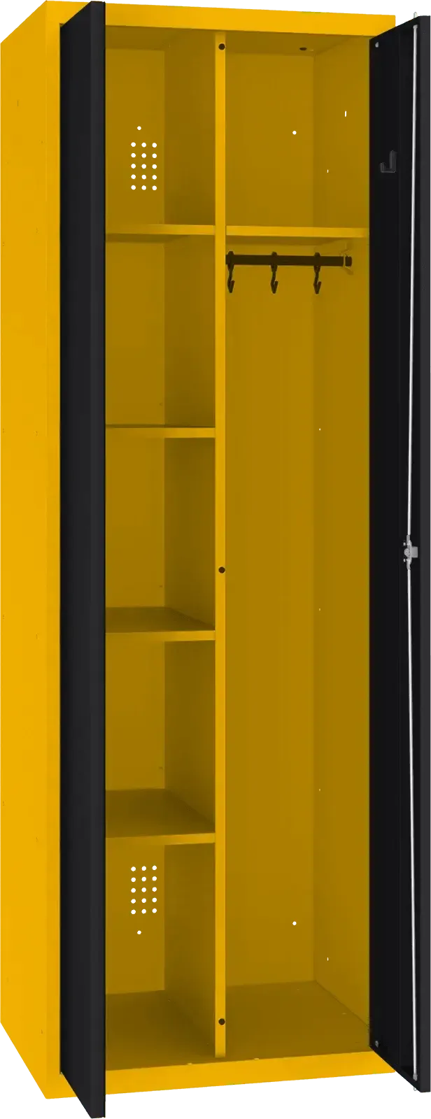 Inventarikapp riputustoruga 1800x600x500 mm – kollane / must