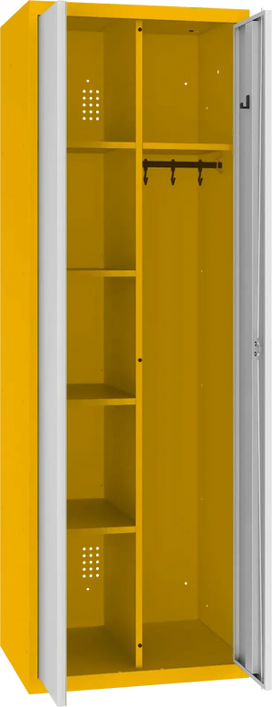 Inventarikapp riputustoruga 1800x600x500 mm – kollane / helehall