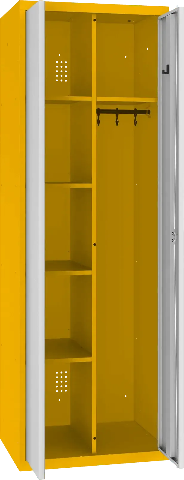Inventarikapp riputustoruga 1800x600x500 mm – kollane / helehall