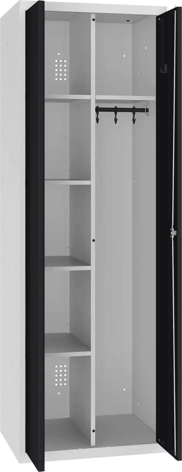 Inventarikapp riputustoruga 1800x600x500 mm – helehall / must