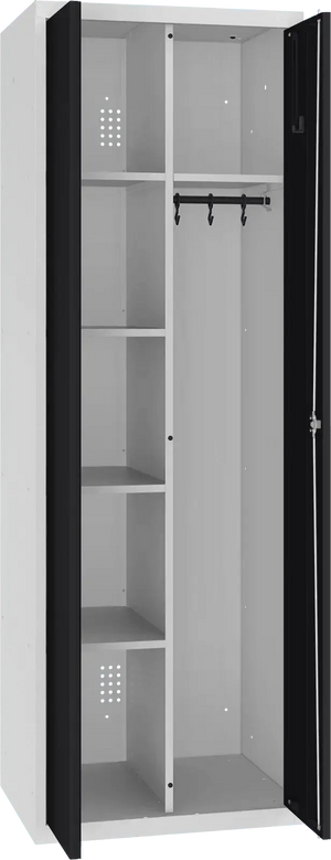 Inventarikapp riputustoruga 1800x600x500 mm – helehall / must