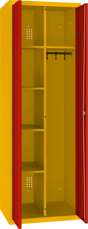 Inventarikapp riputustoruga 1800x600x500 mm – kollane / punane