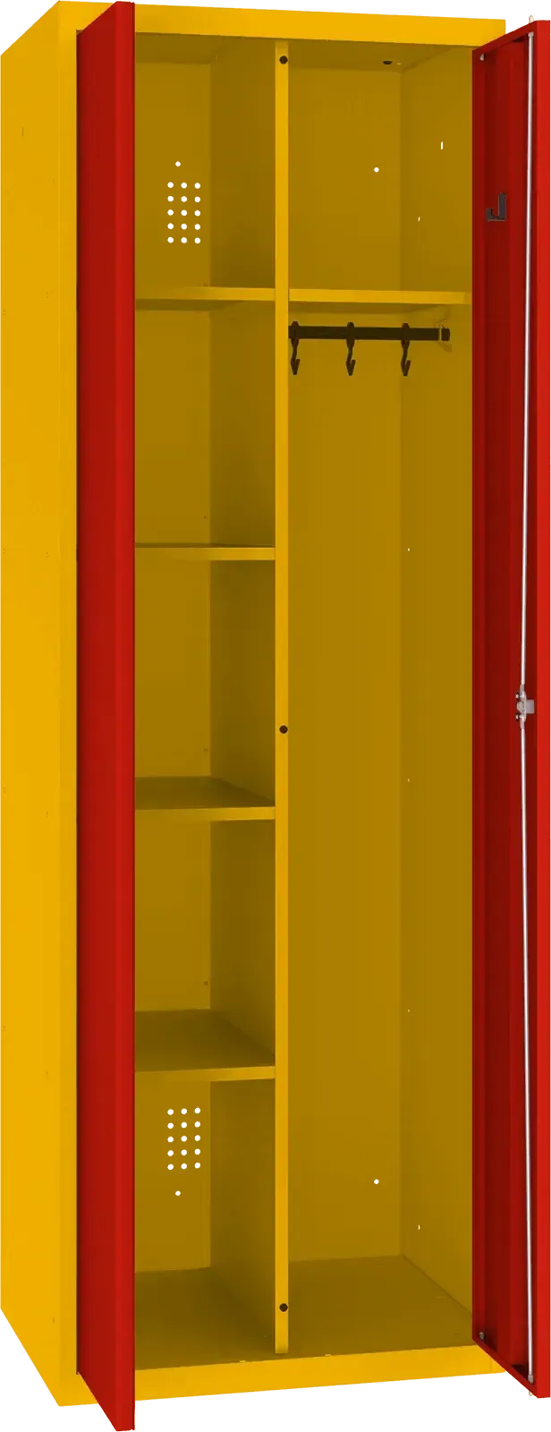 Inventarikapp riputustoruga 1800x600x500 mm – kollane / punane