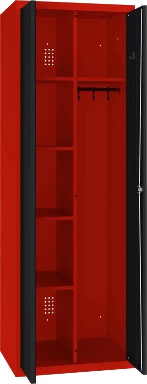 Inventarikapp riputustoruga 1800x600x500 mm – punane / must