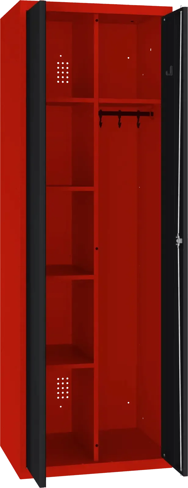 Inventarikapp riputustoruga 1800x600x500 mm – punane / must