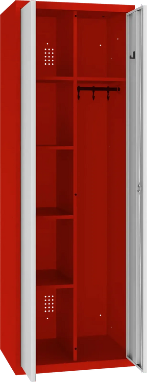 Inventarikapp riputustoruga 1800x600x500 mm – punane / helehall