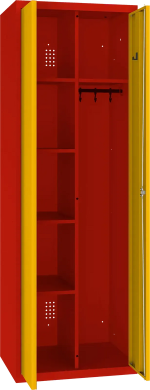 Inventarikapp riputustoruga 1800x600x500 mm – punane / kollane