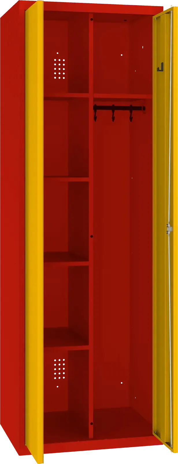 Inventarikapp riputustoruga 1800x600x500 mm – punane / kollane