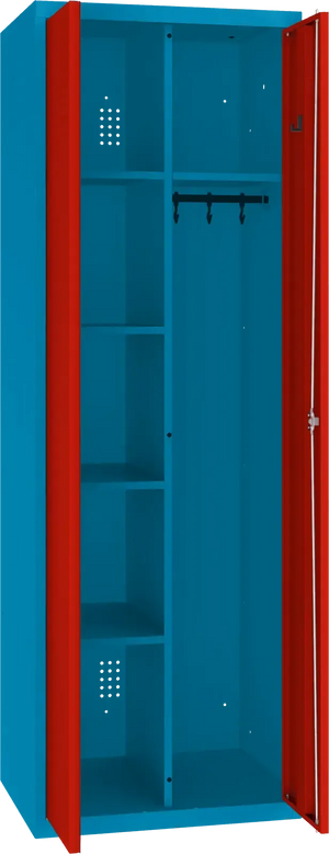 Inventarikapp riputustoruga 1800x600x500 mm – sinine / punane