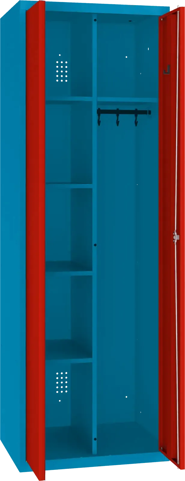 Inventarikapp riputustoruga 1800x600x500 mm – sinine / punane