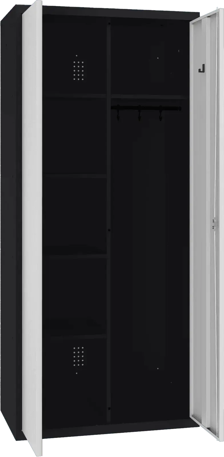 Riputustoruga inventarikapp 1800x800x500 mm – must / helehall